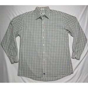Onward Reserve Mens Large Green Plaid Non-Iron Cotton Classic Fit Shirt Golf